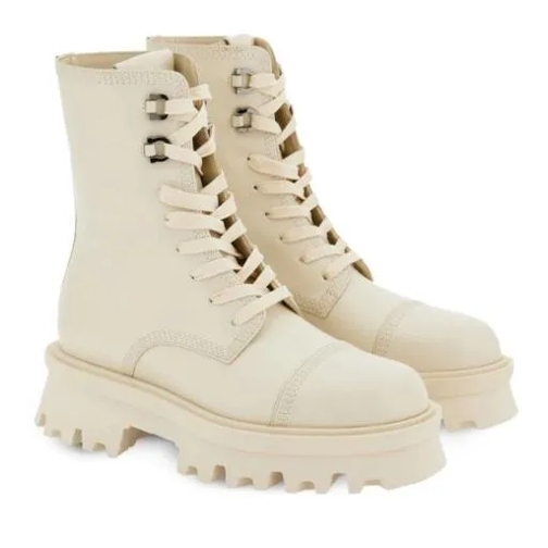 Salvatore Ferragamo White Combat Boots Neutrals Laars