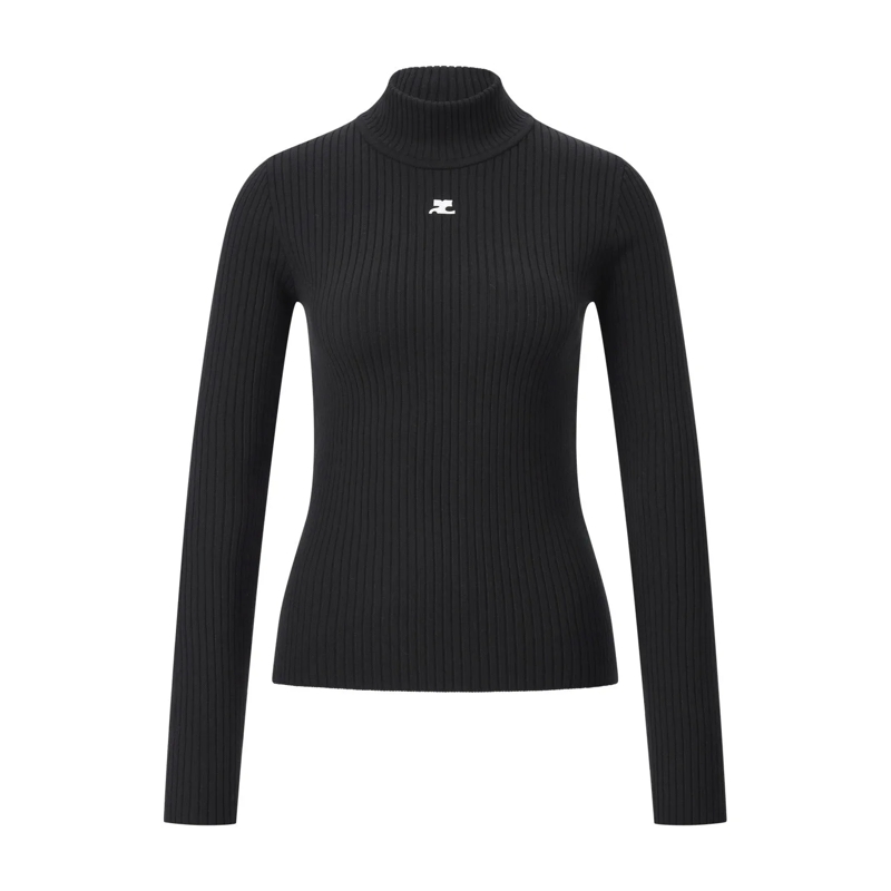 Courrèges Langärmeliges Oberteil Reedition T-Shirt - Cotton - Black Schwarz