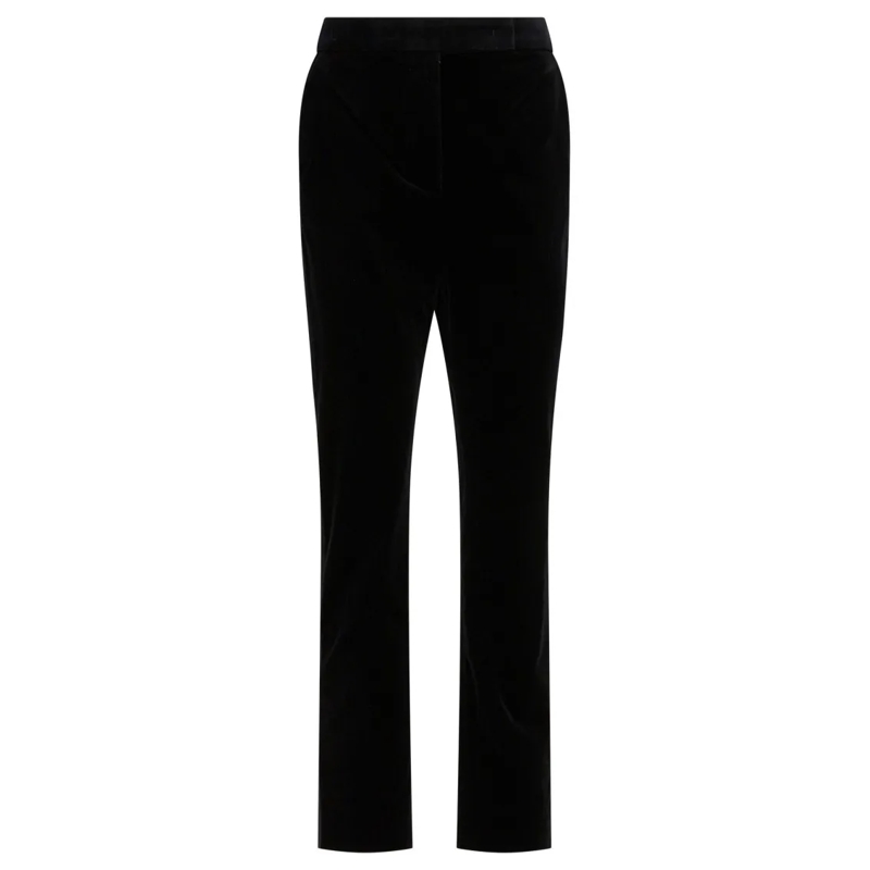 Max Mara  Fitted Black Velvet Pants With Central Pleat Black