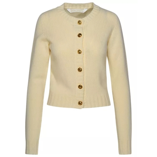 Palm Angels Ivory Wool Blend Cardigan Neutrals 