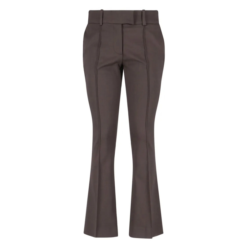 The Attico  High-Waisted Bootcut Trousers With Silver Logo Det Brown