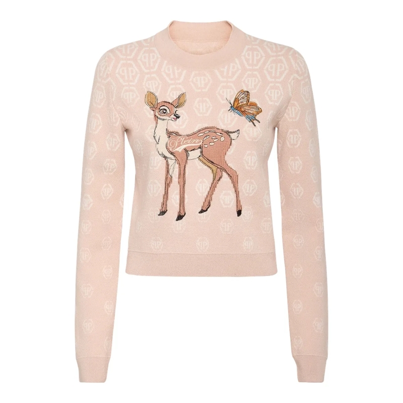 Philipp Plein  Pullover Round Neck Ls Monogram beige