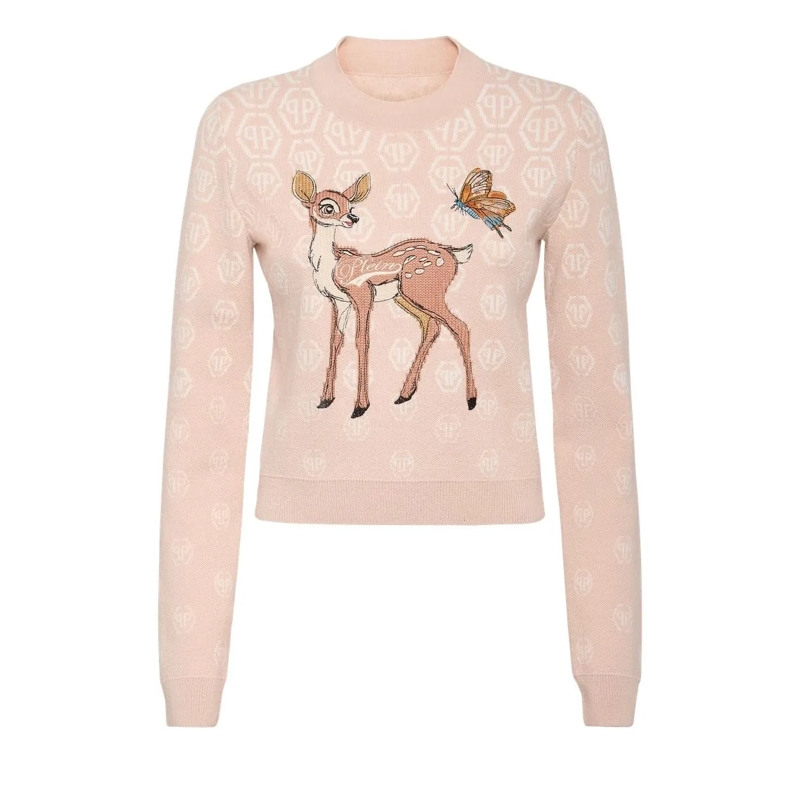 Philipp Plein Pullover Pullover Round Neck Ls Monogram beige