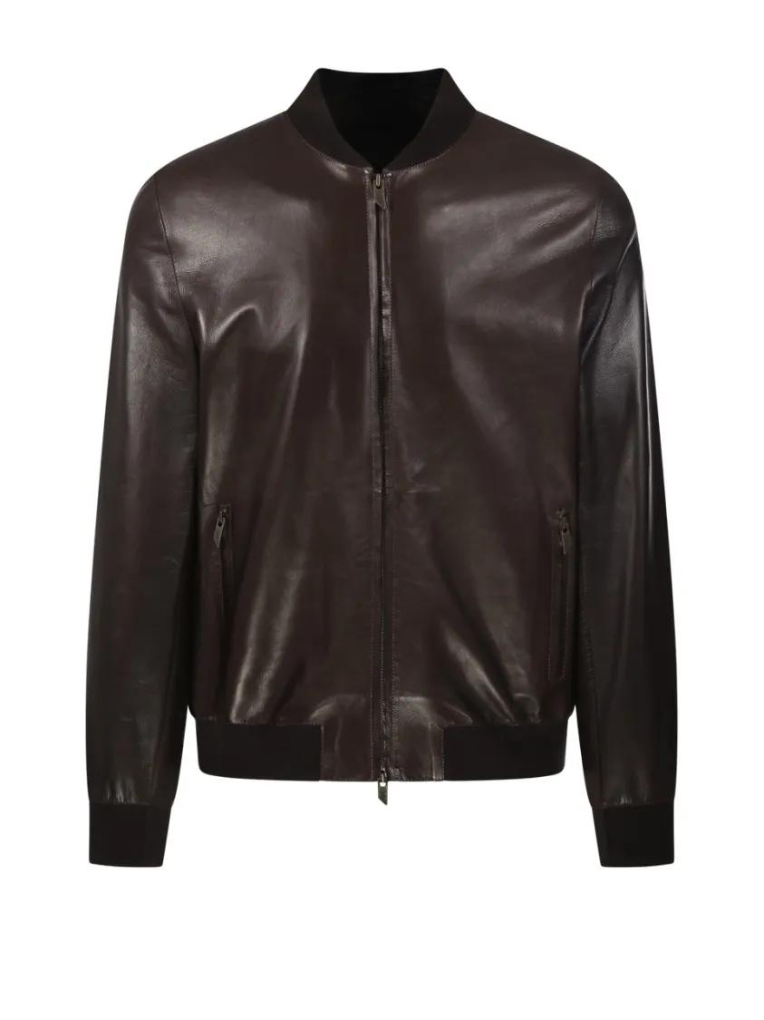 Thumbnail - Salvatore Santoro - Brown Sheepskin Bomber Jacket - Größe 50 - braun