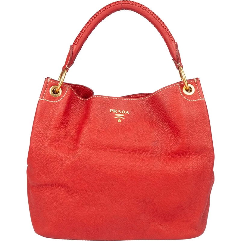 Prada Sac à bandoulière Prada Red Calfskin Daino Handbag rot