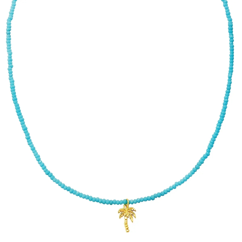 Glanzstücke München Mittellange Halskette Sterling Silber Halskette Palme gold