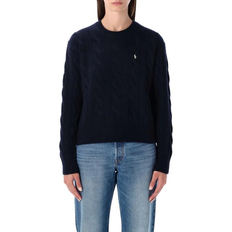 Polo Ralph Lauren Pull Polo  Wool And Cashmere Cable-Knit Sweater Black