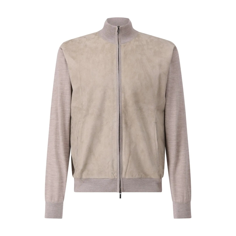 Maurizio Baldassari Veste de transition Strickjacke mit Veloursleder Grau