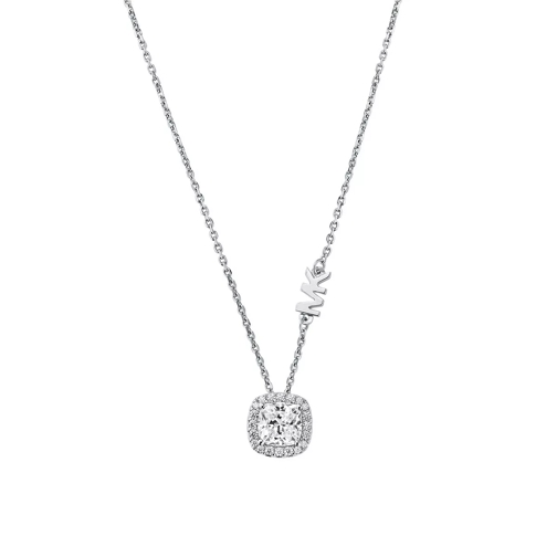 Michael Kors Brilliance Sterling Silver Cushion Cut Necklace Silver Korte Halsketting
