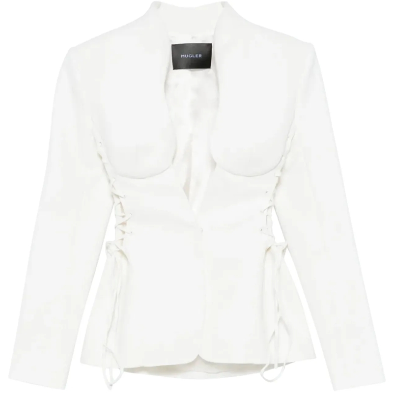 Mugler Übergangsjacke Laced Jacket Snow weiß
