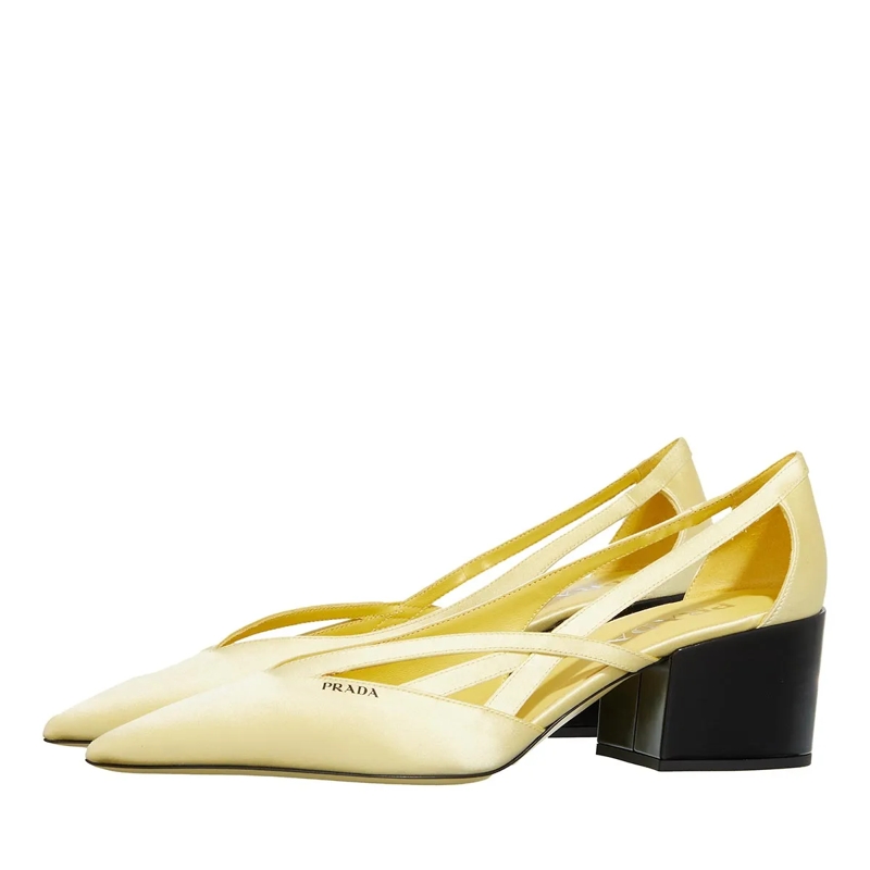 Prada Pumps Satin Pumps With Cut Out Limone(Image 3)
