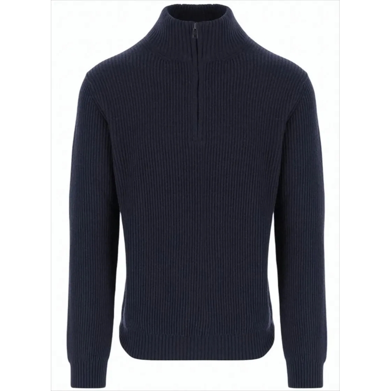 Woolrich Trui Ribbed Wool Blend Half-Zip Sweater Black