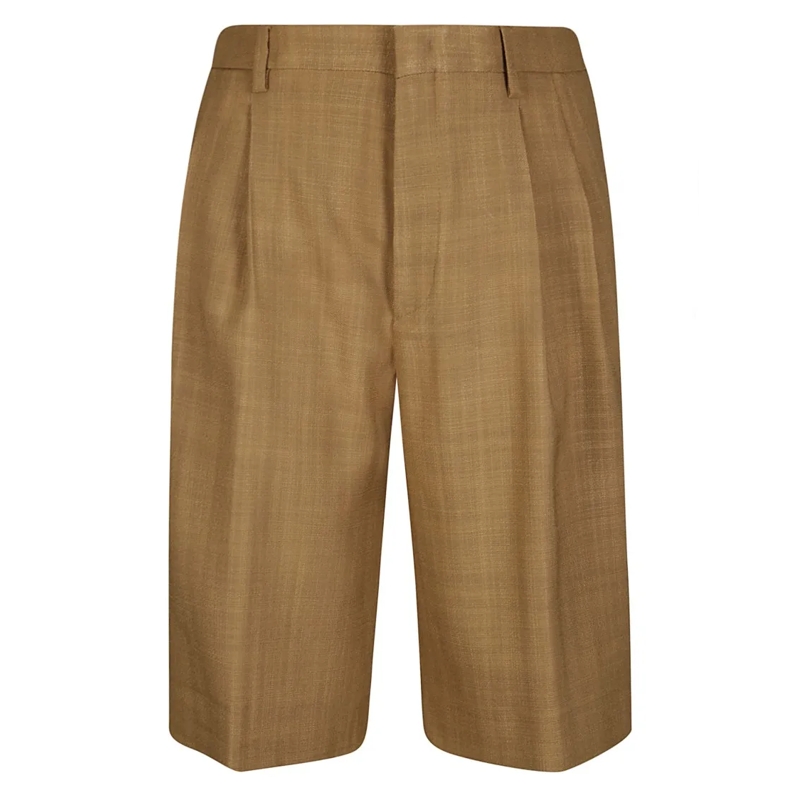 Tagliatore Casual Shorts Pleated Brown Tailored Shorts With Belt Loops Brown