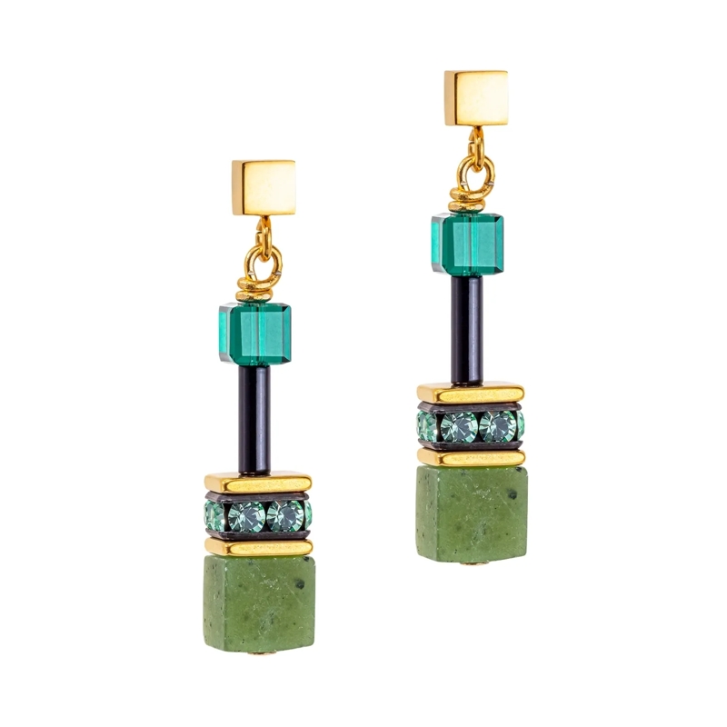 COEUR DE LION Ohrstecker GeoCUBE® Iconic Precious Ohrringe grün