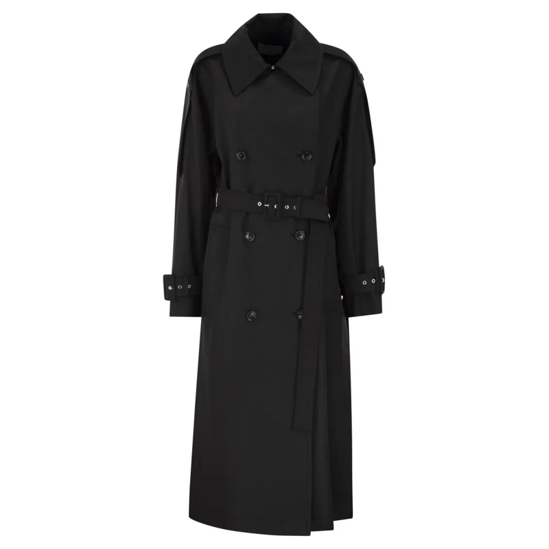 Sportmax Trenchcoat Spxgocce - Long Trench Coat In Water-Repellent Twi Black