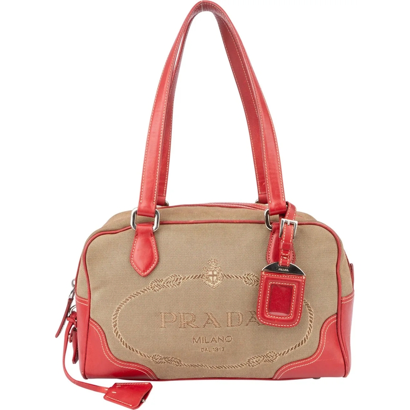Prada Fourre-tout Prada Jacquaurd Monogram Handbag beige