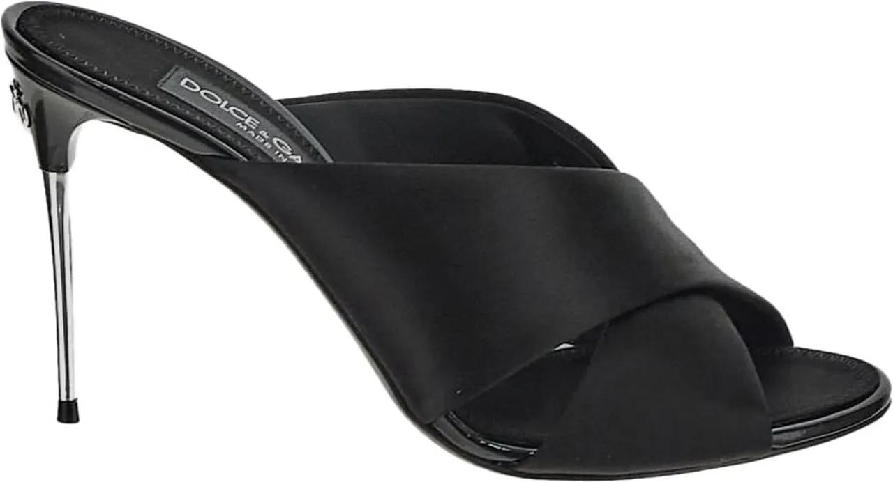 Thumbnail - Dolce&Gabbana Slipper & Pantoletten - Keira Satin Sandals - Gr. 38,5 (EU) - in Schwarz - für Damen