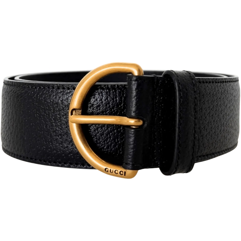 Gucci Ceinture Gucci Polished D-Ring Leather Belt Black 80cm schwarz