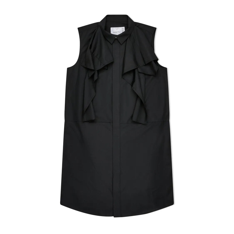 Sacai Minikleid Sleeveless Black Poplin Dress Black