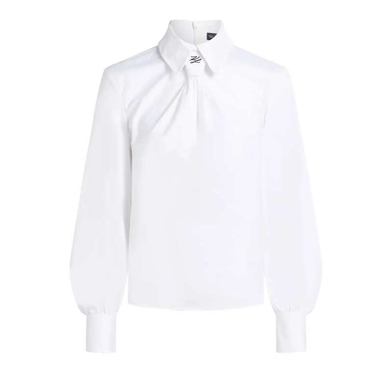 Karl Lagerfeld Hemd KARL ESSENTIAL HEMD MIT KNOTENDETAIL weiss