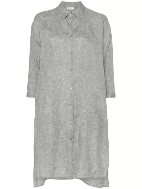 Thumbnail - Peserico - Bead-Detail Linen Shirt - Größe 44 - grün