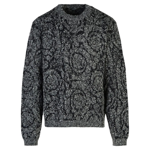 Versace Barocco' Black Cotton Blend Sweater Black Tröja