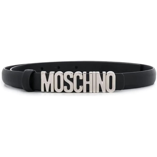 Moschino Dunne Riem Logo Plaque Belt schwarz