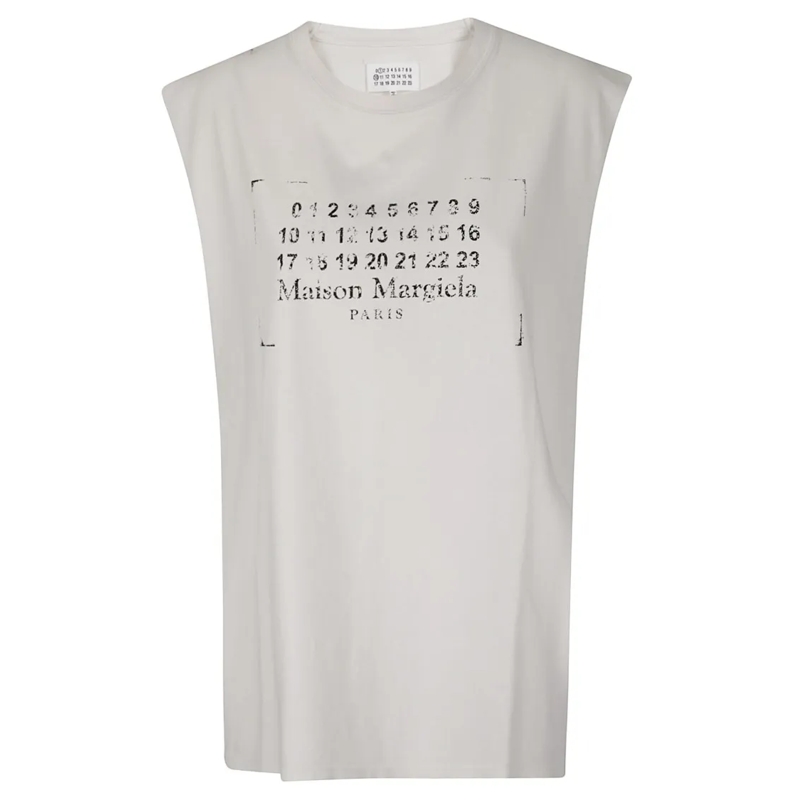 Maison Margiela Bluse Distressed Cotton Tank Top White
