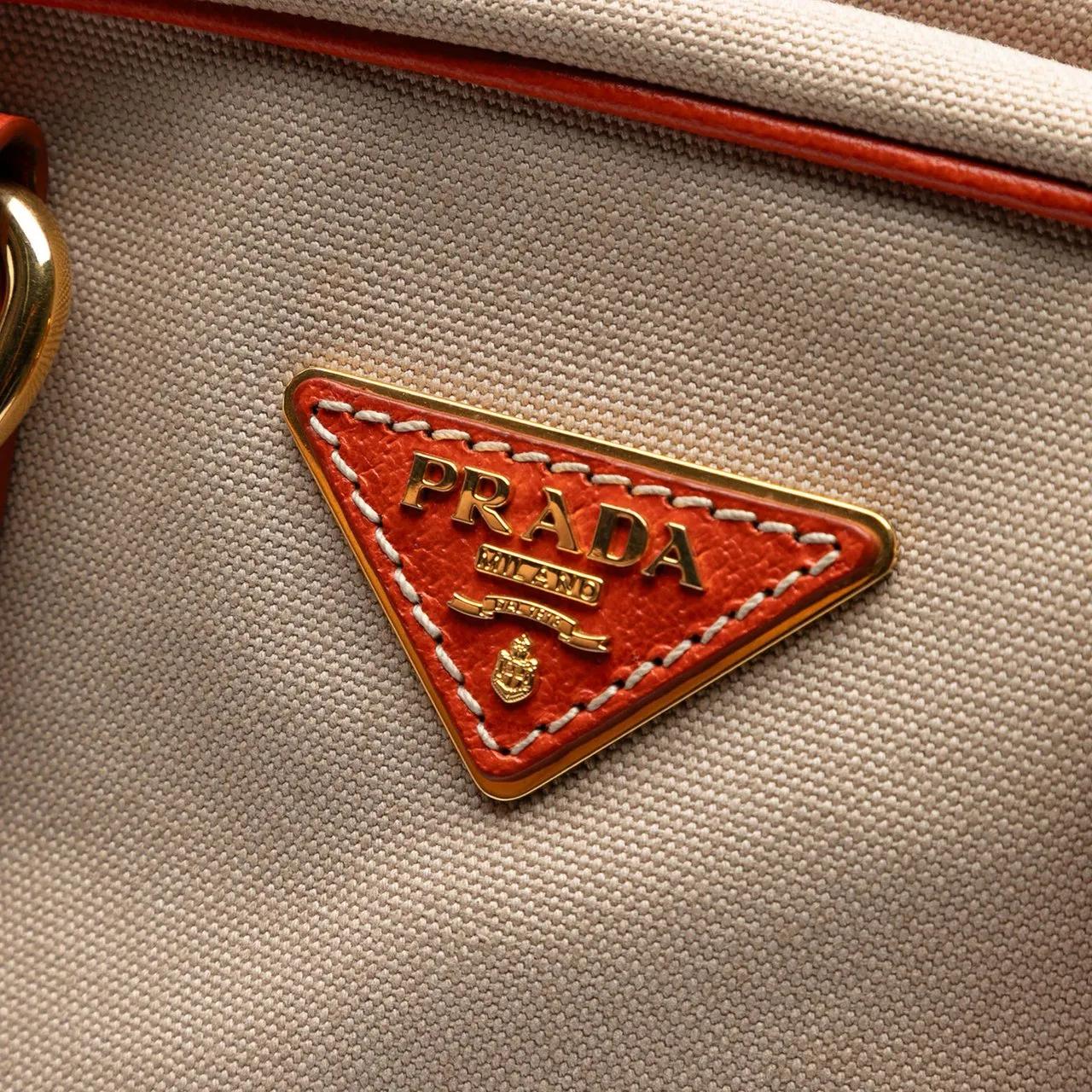 Thumbnail - Prada Hobo Bags - Cinghial Trimmed Canvas Canapa Satchel - Gr. unisize - in Braun - für Damen