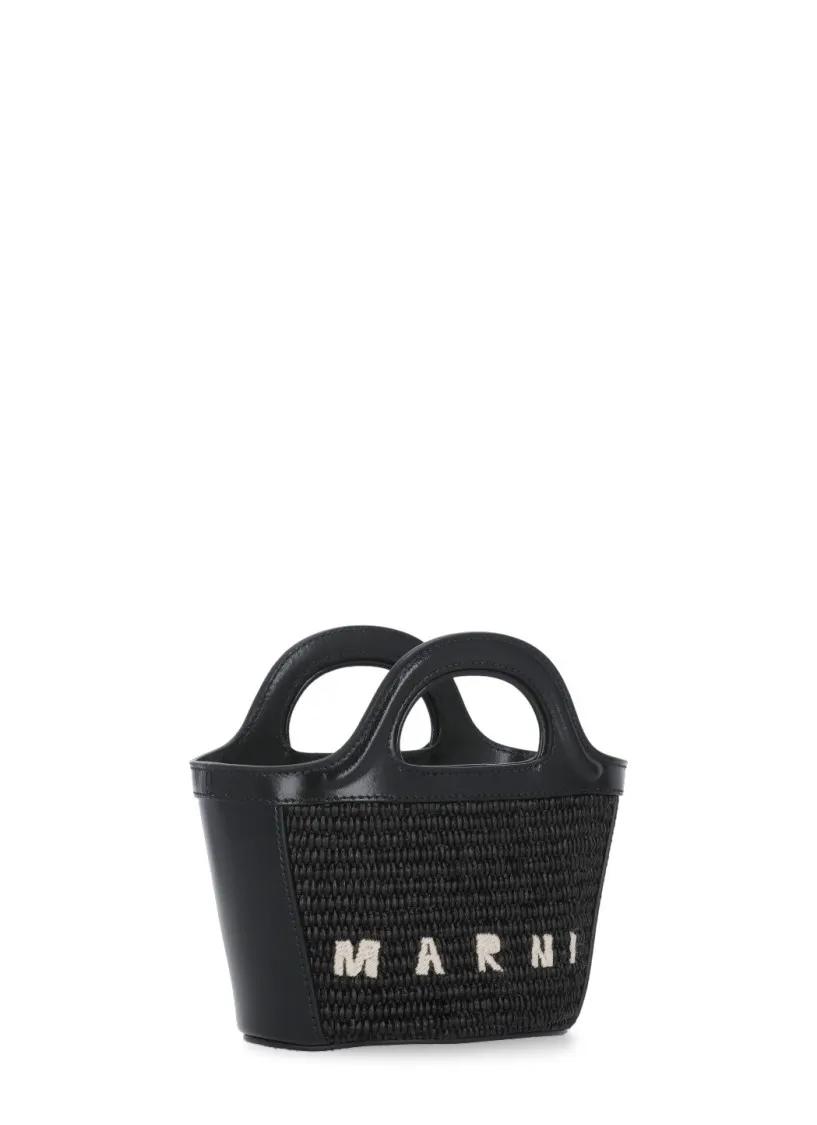 Marni Shoppers Tropicalia Micro Shoulder Bag in zwart