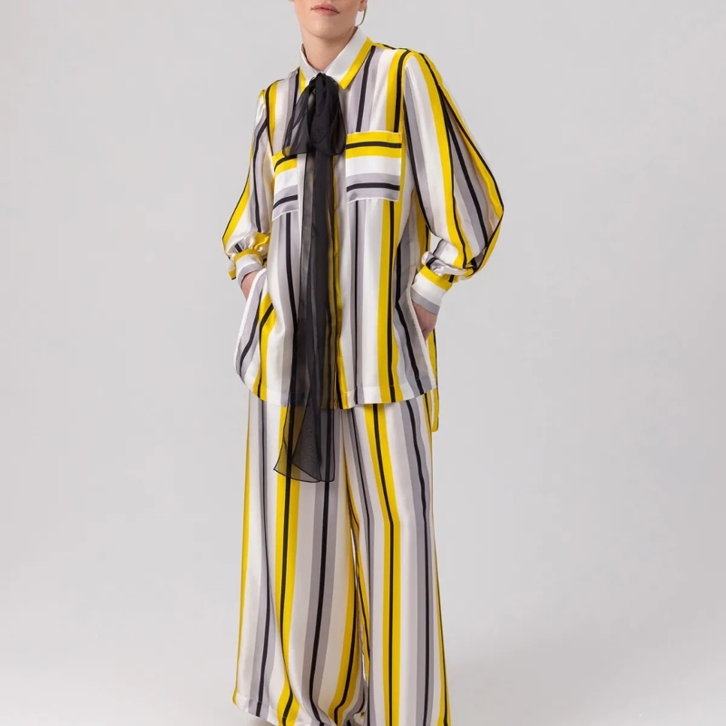 Helene Galwas Bluse Oversize Bluse aus Seidensatin JACQUELINE gelb(Image 2)