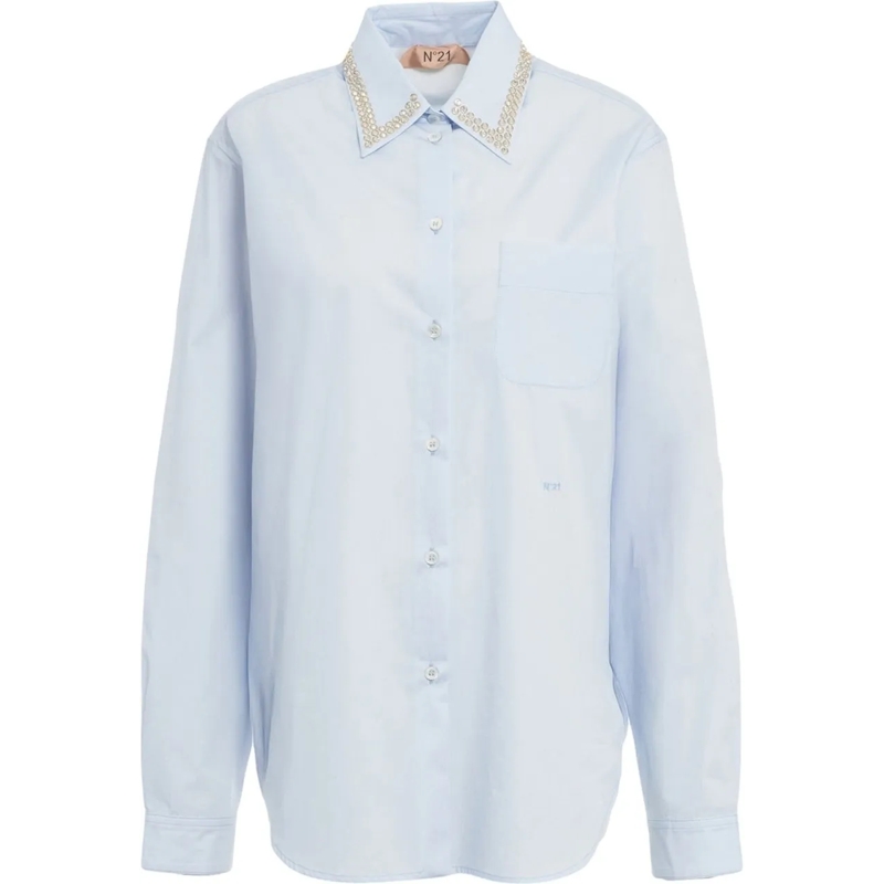 N°21 Chemisier Blouse with strass application blau
