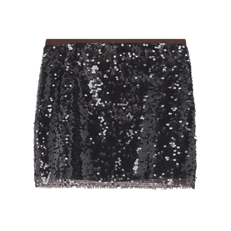 Roberto Collina Pull Minirock mit Pailletten braun
