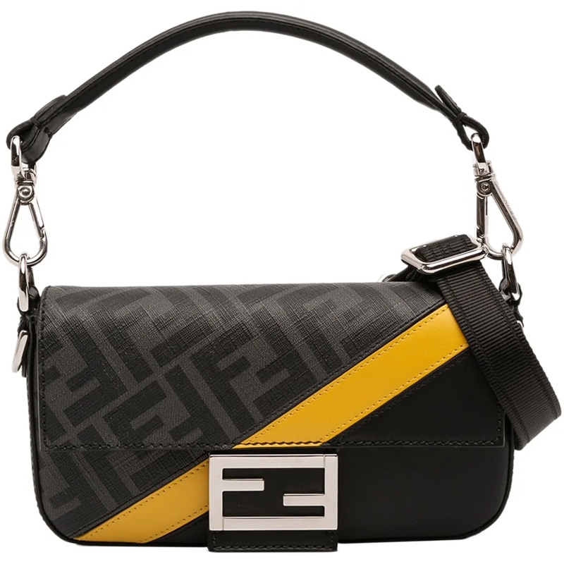 Fendi Schultertasche Zucca Coated Canvas FF 1974 Diagonal Convertible B schwarz
