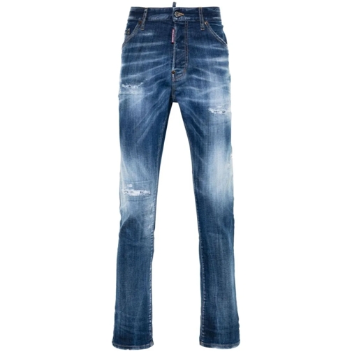 Dsquared2 Jeans Blue Slim-Fit Denim Trousers With Distressed Detai Blue