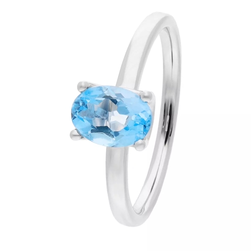 diamondline ring 375 WG 1 blue Topas treat. 7x5 mm oval fac.  whitegold Solitärring