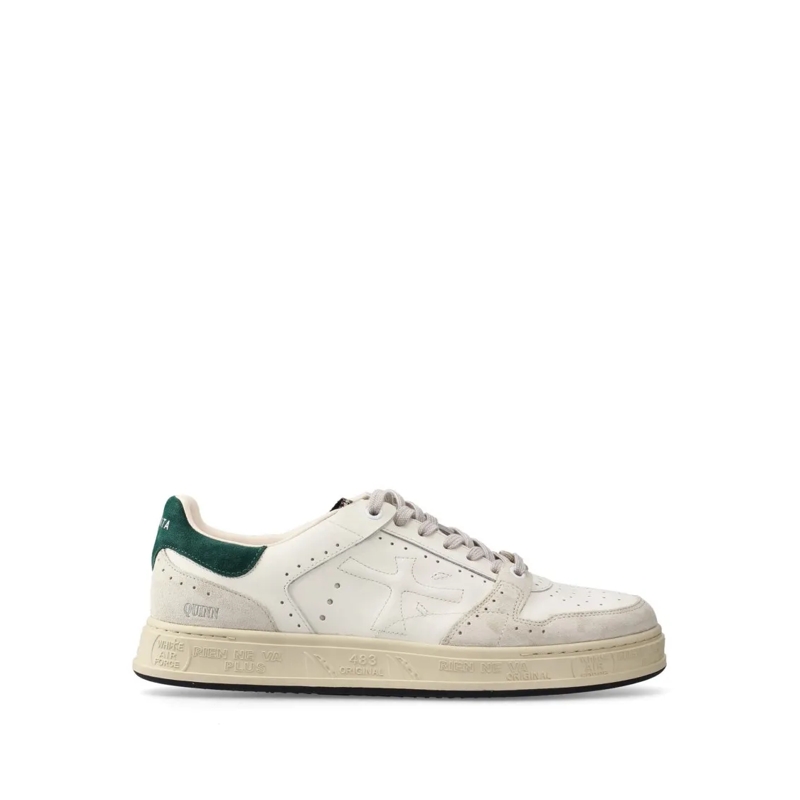 Premiata Lage-top sneaker Micro Perforated Leather Sneakers With Suede Accen Neutrals