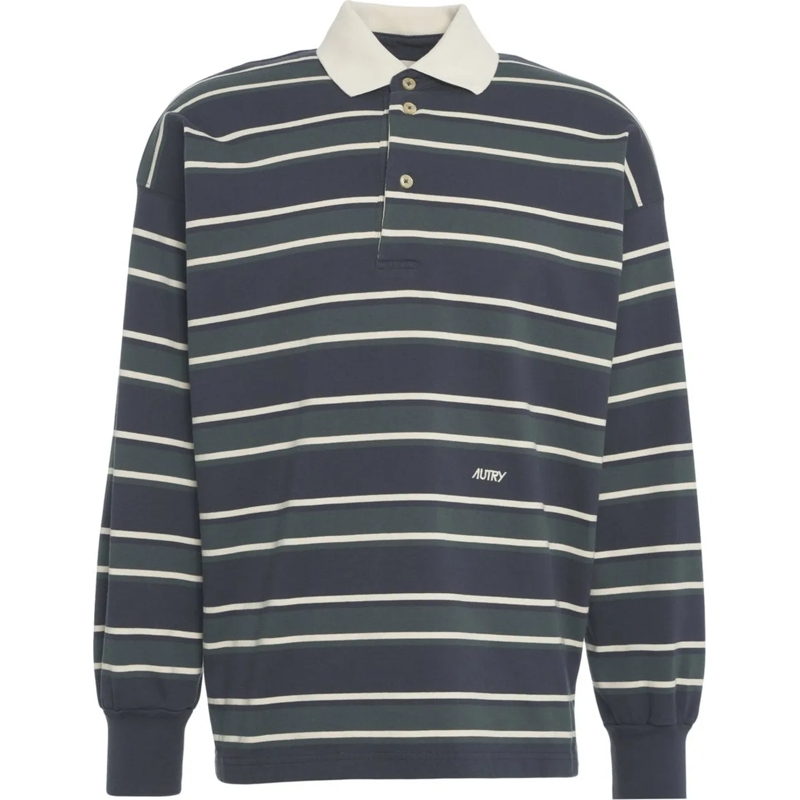 Autry International T-Shirt Polo shirt with stripes grün