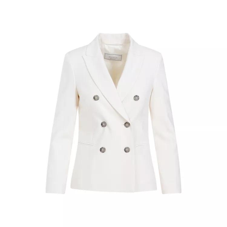 Peserico - Beige Double-Breasted Jacket - Größe 44 - white