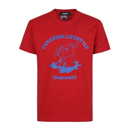 Dsquared2 T-Shirts Cotton Jersey T-Shirt Red