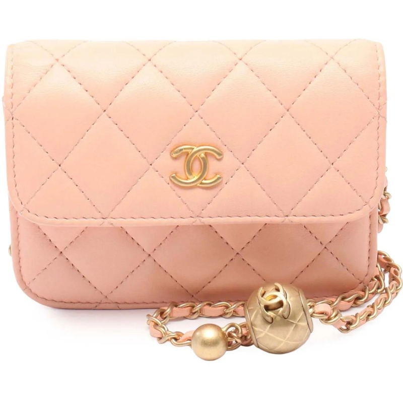 Chanel Sac à bandoulière Mini Lambskin Pearl Crush Clutch On Chain rose
