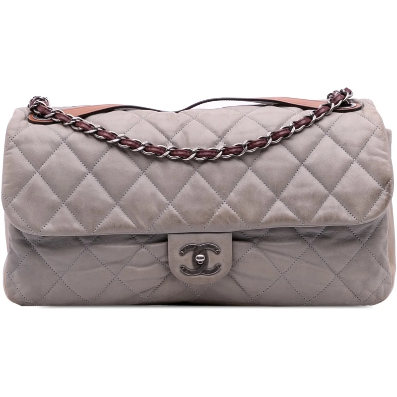 Chanel Schultertasche Jumbo Iridescent Calfskin In The Mix Flap grau