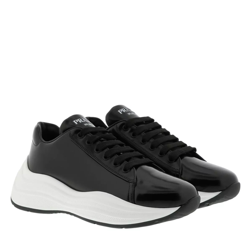 Prada Brushed Sneakers Leather Nero/Bianco Low-Top Sneaker