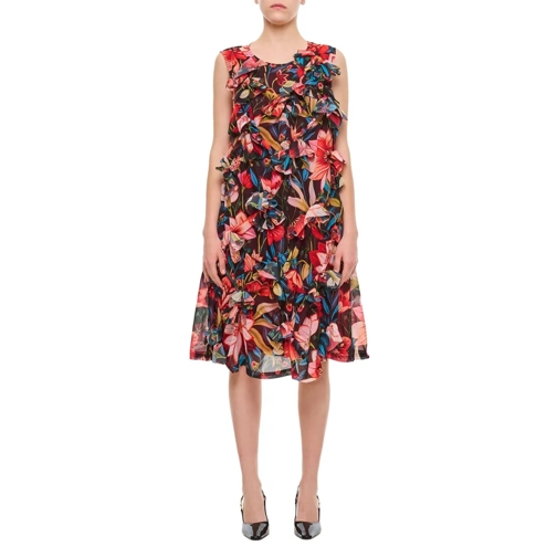 Comme des Garcons Midi-Kleider Chiffon Floral Pattern Dress Multicolor