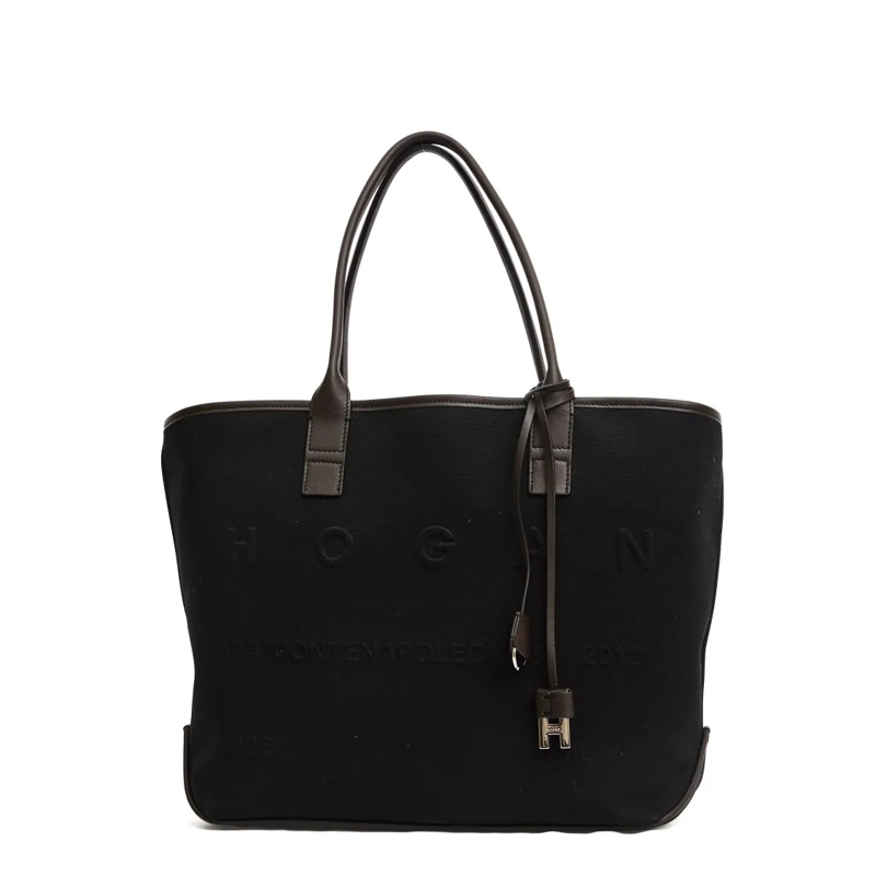 Hogan Fourre-tout Address Medium Shopping Bag In Black Canvas Black