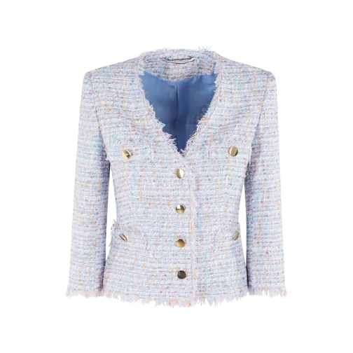 Tagliatore Veste de transition Multicolored Tweed Fitted Blazer With Frayed Edges Multicolor