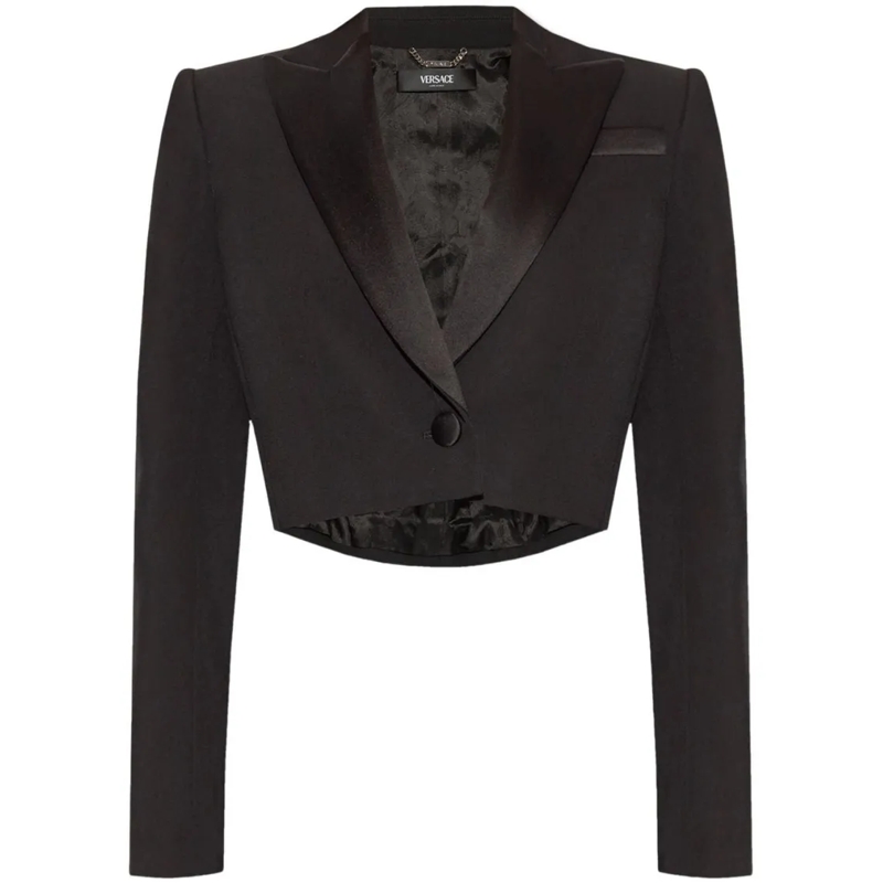 Versace Blazer Cropped Black Jacket Black