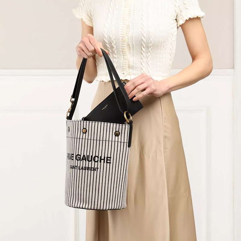 Saint Laurent Bucket Bag Rive Gauche Bucket Bag Cream Black(Image 3)
