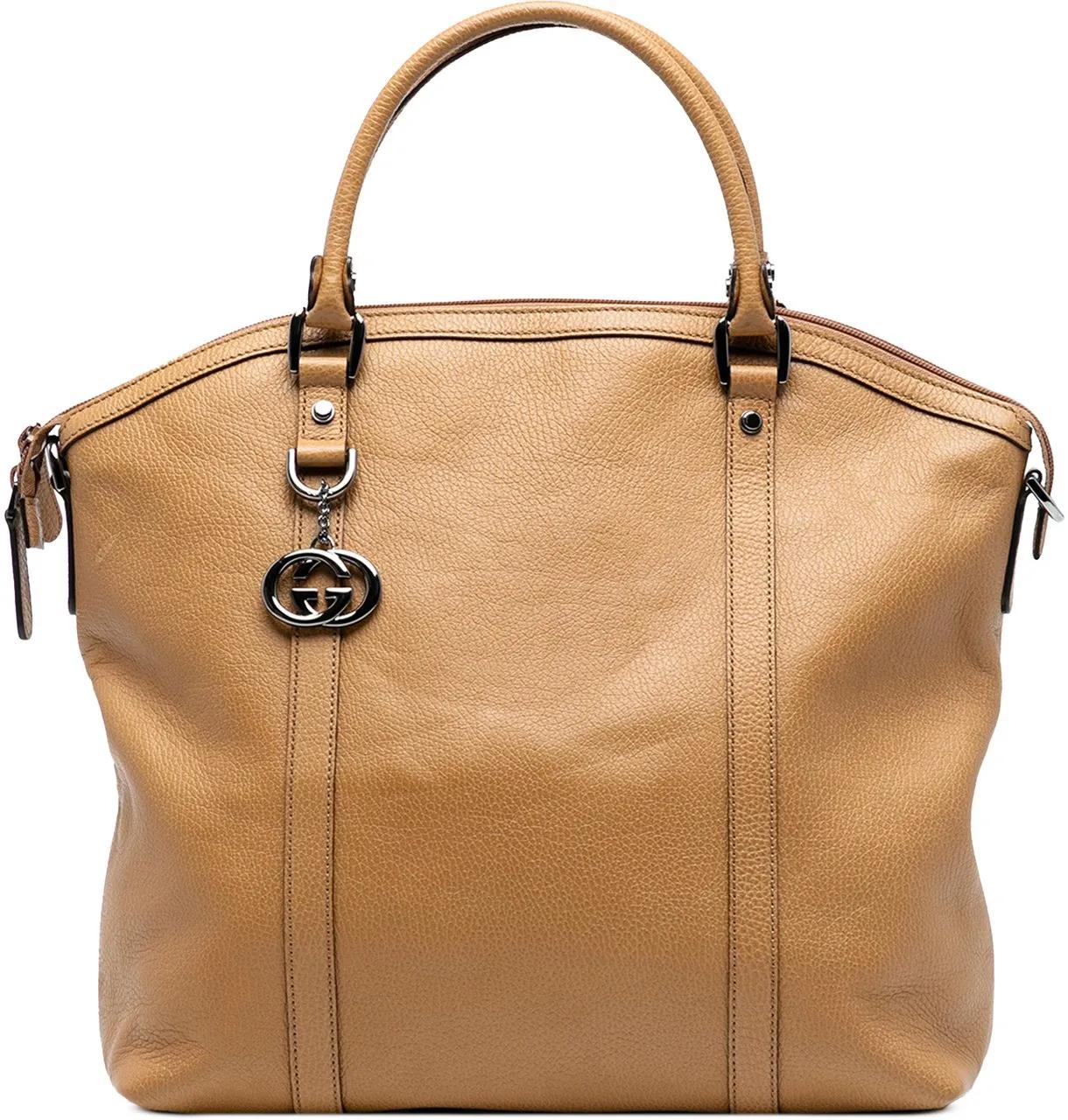 Gucci Hobo Bags - Large Leather GG Charm Dome Satchel - Gr. unisize - in Braun - für Damen