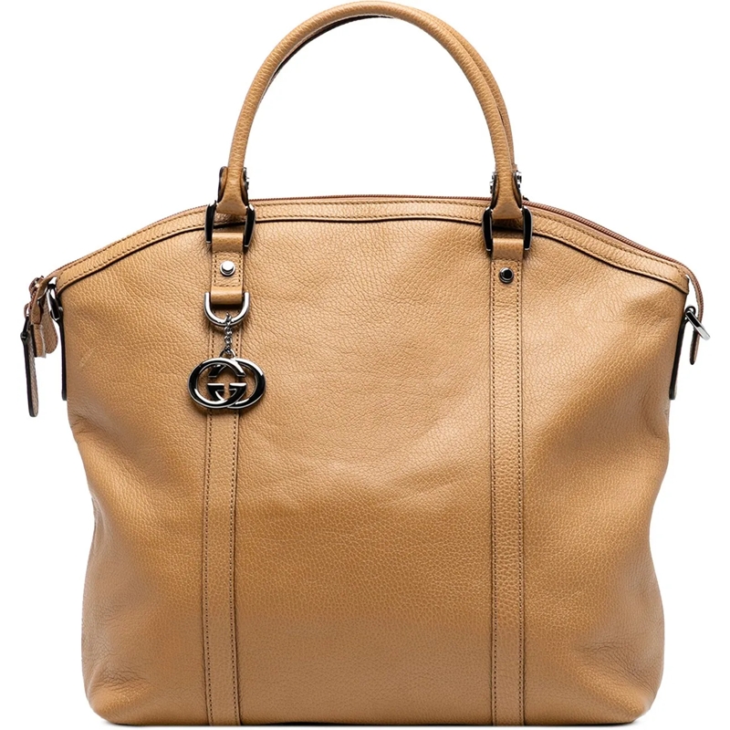 Gucci Schultertasche Large Leather GG Charm Dome Satchel braun